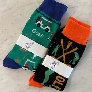 Golf Themed Men's Socks Set - Blue, Green, Orange NEW